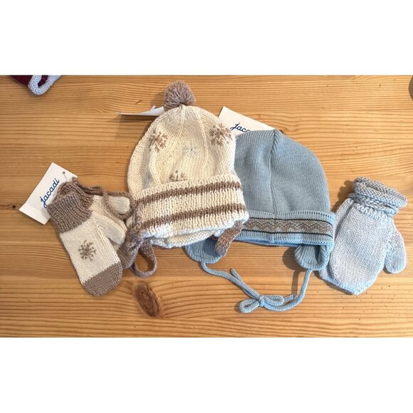 Jacadi toddler knit hat mitten bundle unisex 12 month NWT JW - Picture 1 of 5